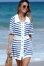 Stripe Print Knitted Swimsuit Cover Up