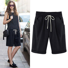 Ocevara Ocevara - Women's Elastic Waist Knee Length Casual Cotton Bermuda Shorts with Drawstring - image 4