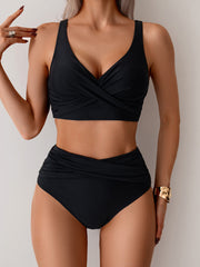 Ocevara Ocevara - Women's High Waisted Bikini Sets Solid Pleated 2 Piece Swimsuits Sexy Beach Sets - image 8