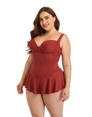 Ocevara Brick Red Sweetheart Neckline Underwire One-Piece Swimsuit - image 5