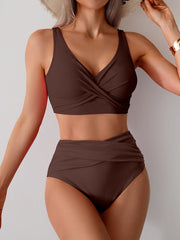 Ocevara Ocevara - Women's High Waisted Bikini Sets Solid Pleated 2 Piece Swimsuits Sexy Beach Sets - image 11