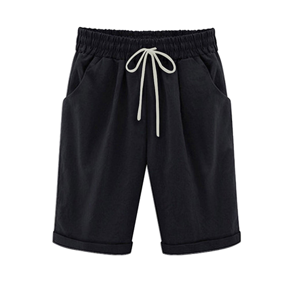 Ocevara Ocevara - Women's Elastic Waist Knee Length Casual Cotton Bermuda Shorts with Drawstring - image 5