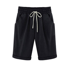 Ocevara Ocevara - Women's Elastic Waist Knee Length Casual Cotton Bermuda Shorts with Drawstring - image 5
