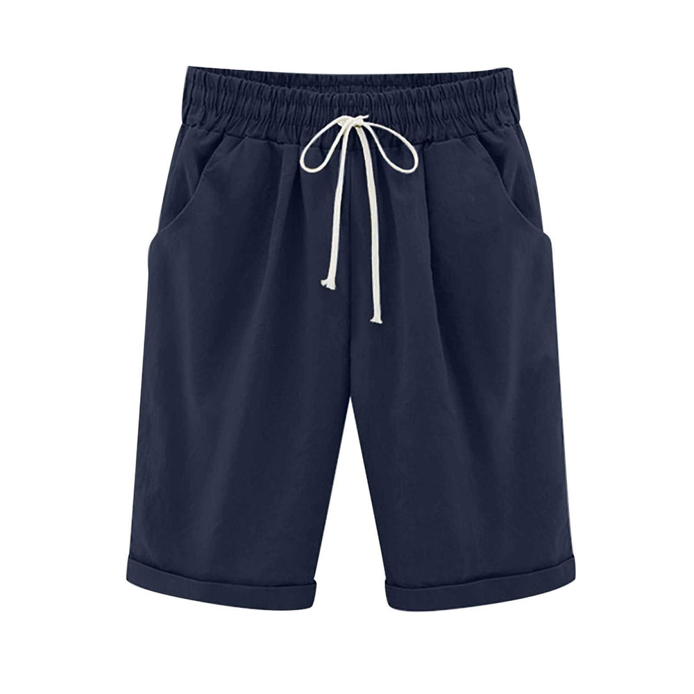 Ocevara Ocevara - Women's Elastic Waist Knee Length Casual Cotton Bermuda Shorts with Drawstring - image 11