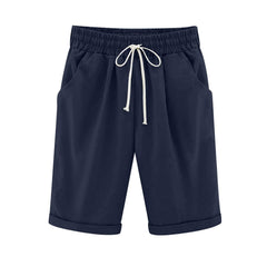 Ocevara Ocevara - Women's Elastic Waist Knee Length Casual Cotton Bermuda Shorts with Drawstring - image 11