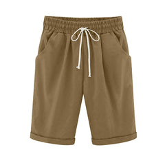 Ocevara Ocevara - Women's Elastic Waist Knee Length Casual Cotton Bermuda Shorts with Drawstring - image 19