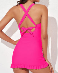 Ocevara Ocevara - Deep V Cross-Back Ruched One-Piece Swimsuit - image 2