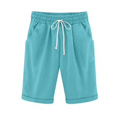 Ocevara Ocevara - Women's Elastic Waist Knee Length Casual Cotton Bermuda Shorts with Drawstring - image 3