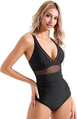 Ocevara Ocevara - Women Sexy Mesh Tummy Control Swimsuit Push Up High Waisted Bathing Suit - image 9