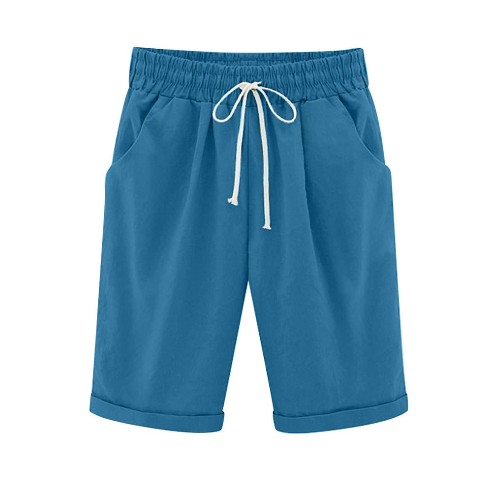 Ocevara Ocevara - Women's Elastic Waist Knee Length Casual Cotton Bermuda Shorts with Drawstring - image 13