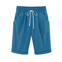 Ocevara Ocevara - Women's Elastic Waist Knee Length Casual Cotton Bermuda Shorts with Drawstring - image 13