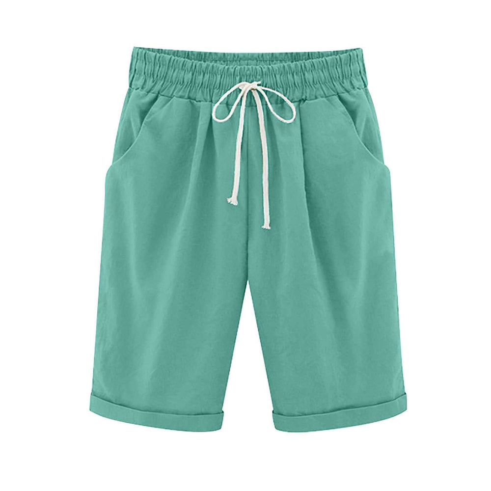 Ocevara Ocevara - Women's Elastic Waist Knee Length Casual Cotton Bermuda Shorts with Drawstring - image 9