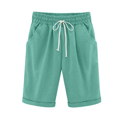 Ocevara Ocevara - Women's Elastic Waist Knee Length Casual Cotton Bermuda Shorts with Drawstring - image 9