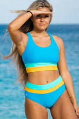Ocevara High Waist Flat Rib Cobalt Cut Back Crop Bikini Set - image 29