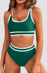 Ocevara Ocevara - Women's High Waisted Bikini Sets Sporty Two Piece Swimsuits Color Block Cheeky High - image 22