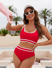 Ocevara Ocevara - Women's High Waisted Bikini Sets Sporty Two Piece Swimsuits Color Block Cheeky High - image 54