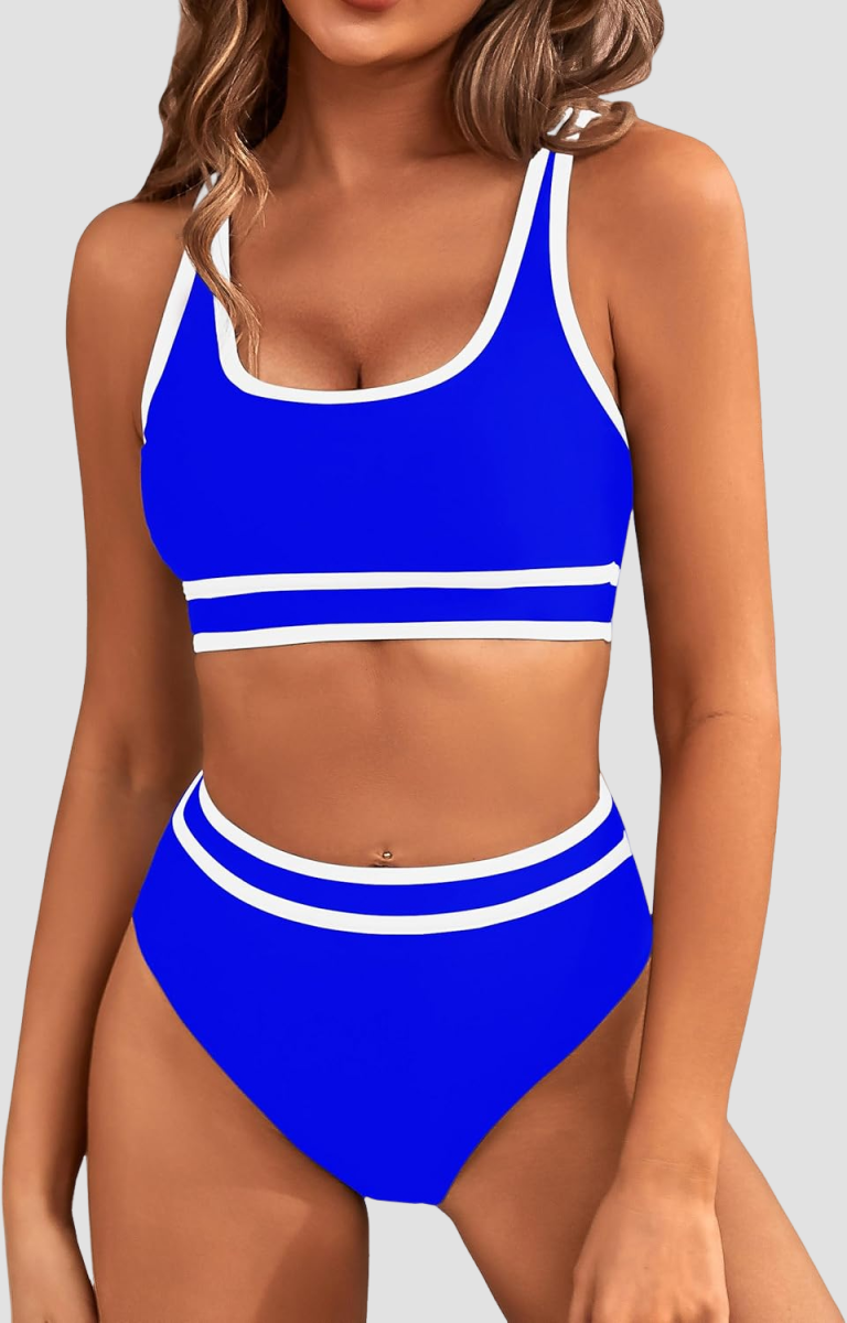 Ocevara Ocevara - Women's High Waisted Bikini Sets Sporty Two Piece Swimsuits Color Block Cheeky High - image 57