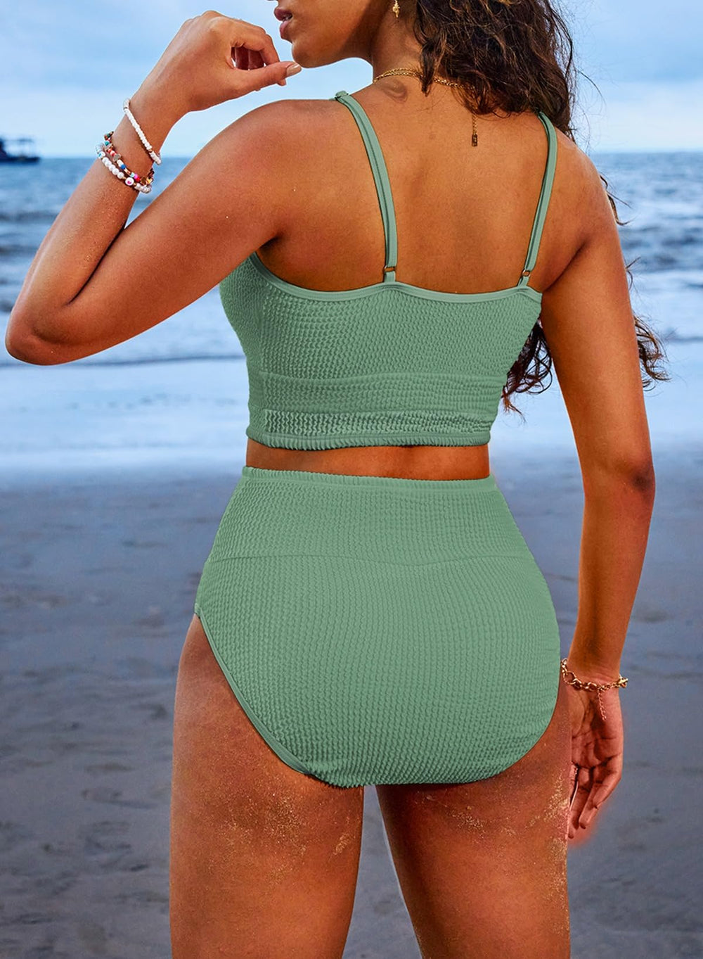Ocevara Ocevara - Women 2 Piece Bikini Set High Waisted Color Block Swimsuit Beach Scrunch Ribbed - image 26