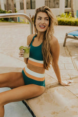 Ocevara High Waist Flat Rib Cobalt Cut Back Crop Bikini Set - image 19
