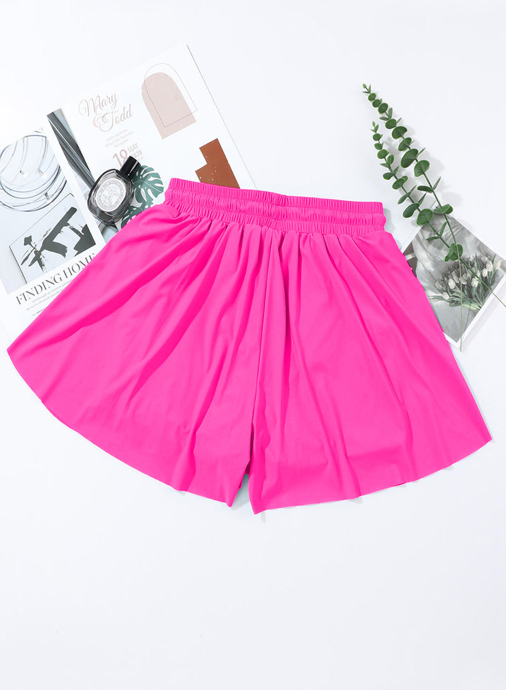 Ocevara Ocevara - Pink Solid Color Simple Versatile High Waist Swim Short - image 11