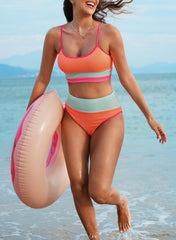 Ocevara Ocevara - Women 2 Piece Bikini Set High Waisted Color Block Swimsuit Beach Scrunch Ribbed - image 8