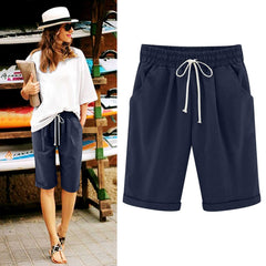 Ocevara Ocevara - Women's Elastic Waist Knee Length Casual Cotton Bermuda Shorts with Drawstring - image 10