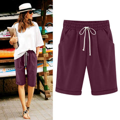 Ocevara Ocevara - Women's Elastic Waist Knee Length Casual Cotton Bermuda Shorts with Drawstring - image 22