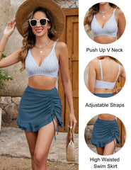 Ocevara Ocevara - Women's High Waisted Bikini Sets Tummy Control Swim Skirt Two Piece Swim Suit - image 39