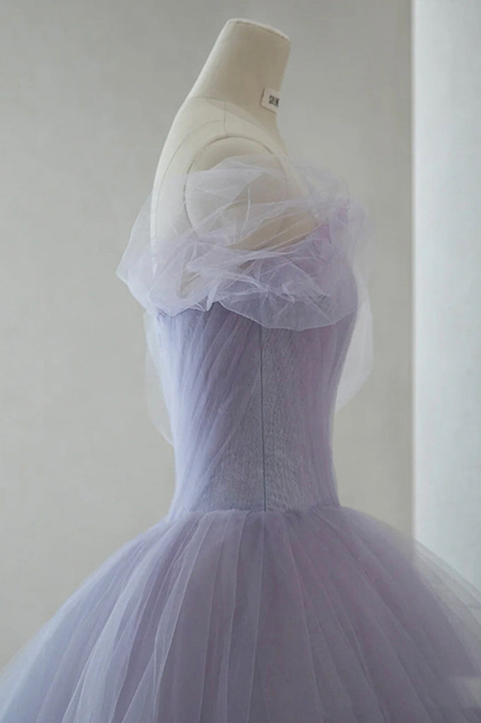 Purple Tulle Short Prom Dress A Line Cute Homecoming Dress With 3D Flowers OK1546