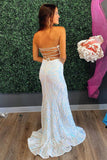 Charming Mermaid Sweetheart Lace Sequins Long Prom Dress N124