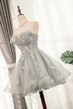 Cute Strapless Short Lace Up Beading Homecoming Dress Sweet 16 Dress OK927