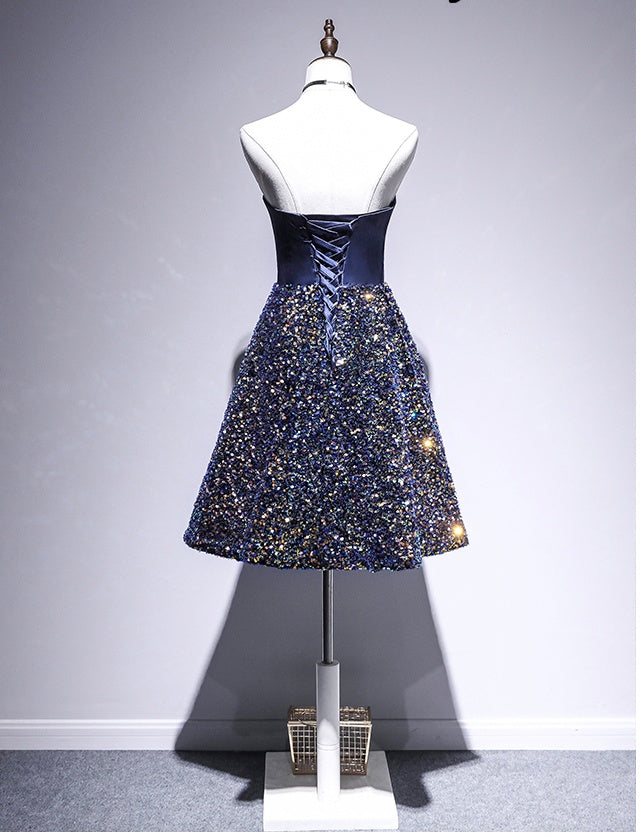 Glitter Strapless A-line Homecoming Party Dress Chic Short Prom Dress B0004