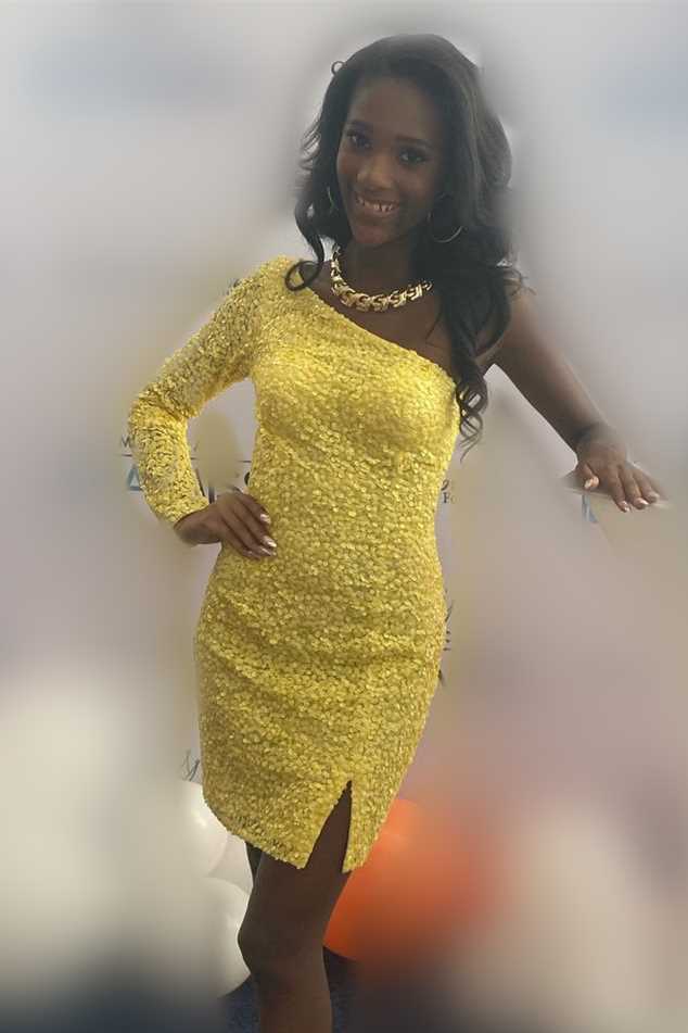 One Sleeve Hot Pink Sequined Short School Party Dress Homecoming Dress OK1456