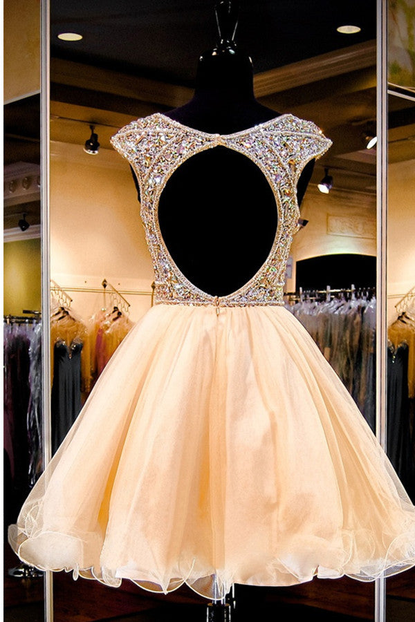 Open Back Short Sparkly Gorgeous Formal Homecoming Dress K313
