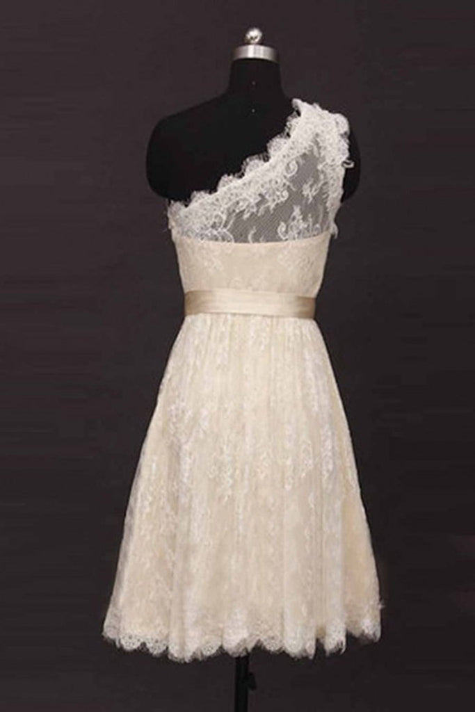 Pretty One Shoulder Lace Short Open Back Homecoming Dress K64
