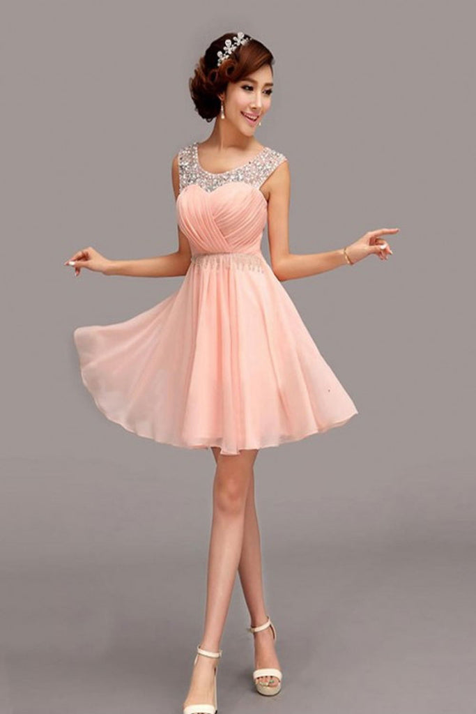 Custom Made Pink Chiffon Short High Low Homecoming Dress K65