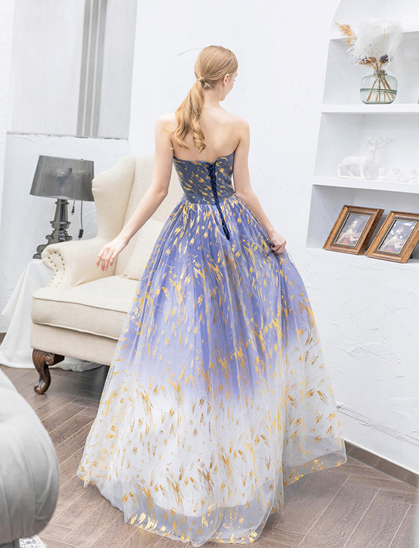 A Line Strapless Long Prom Dress Formal Evening Dress OKQ72