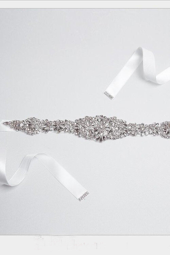 Rhinestone Bridal Belts Pearl Long Ribbon Wedding Sash BS2