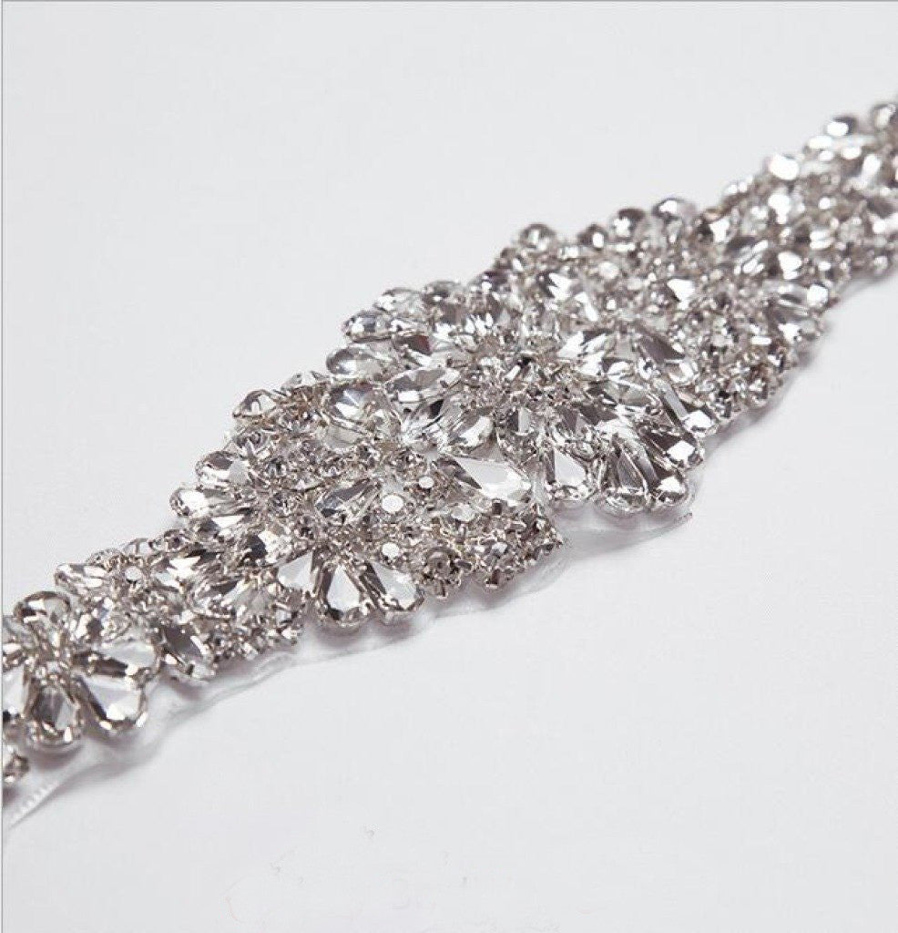 Rhinestone Bridal Belts Pearl Long Ribbon Wedding Sash BS2