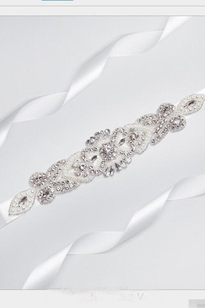 Pearls and Beads White Wedding Sashes Belt On Sale BS14