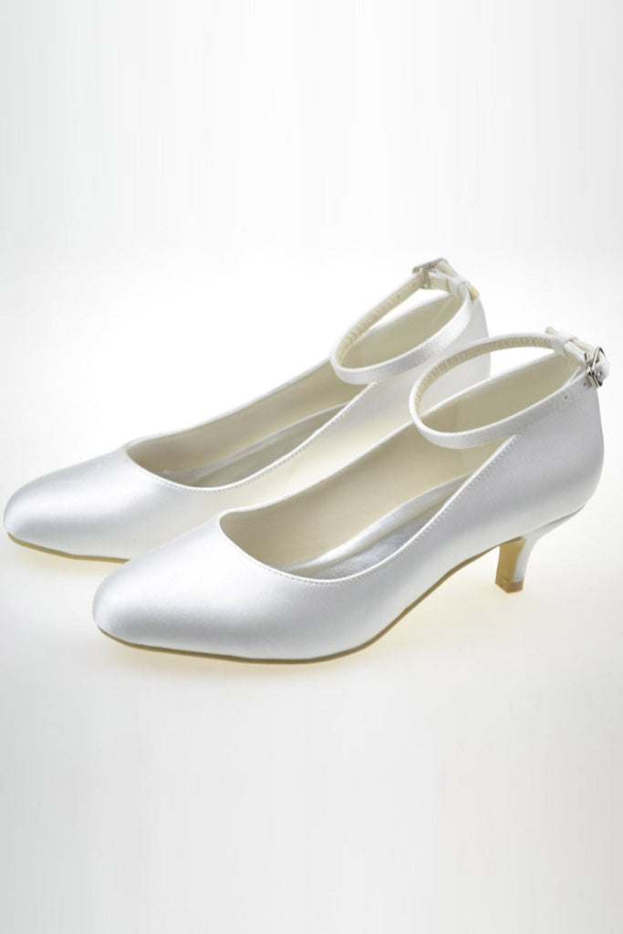 Elegant Low Heel Ankle Strap Simple Handmade Wedding Shoes S50