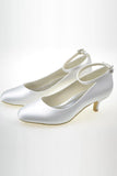 Elegant Low Heel Ankle Strap Simple Handmade Wedding Shoes S50