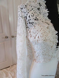 New Sexy Deep V-Neck Lace Top Long Sleeves Mermaid Wedding Dress OK803