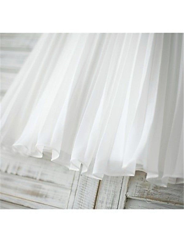 Chiffon A-line Scoop Cap Sleeves Beading Floor-Length Flower Girl Dress OK727