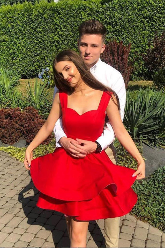 Cute Red Sweetheart Short Prom Dress,Homecoming Dresses OKO66