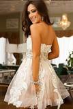 Cute Sweetheart Tulle A Line Short Homecoming Dresses With Lace OK457