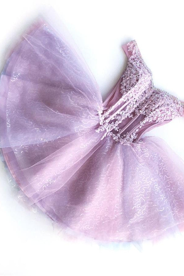 Off Shoulder See Through Lace Up Gorgeous Short Homecoming Dress K232