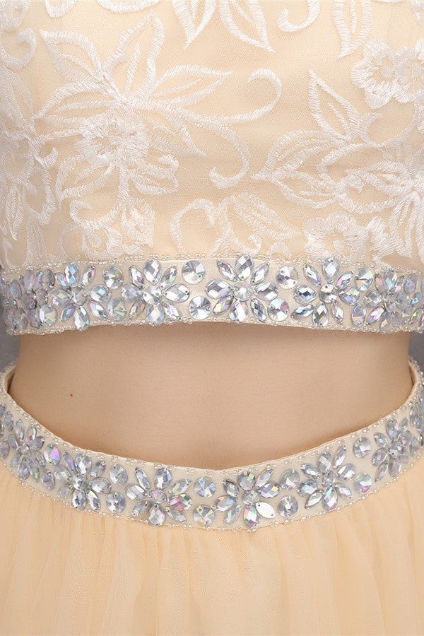 Elegant Beading Two Pieces Knee Length Cute Homecoming Dress K582