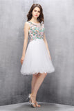 Nice White A-line Tulle Cute Homecoming Dress With Flower K586