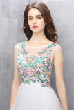 Nice White A-line Tulle Cute Homecoming Dress With Flower K586